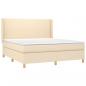 Preview: Boxspringbett mit Matratze & LED Creme 160x200 cm Stoff