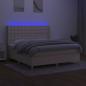 Preview: Boxspringbett mit Matratze & LED Creme 160x200 cm Stoff