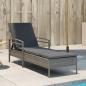 Preview: ARDEBO.de - Sonnenliege mit Auflage Grau 63x200x81 cm Poly Rattan