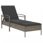 Preview: Sonnenliege mit Auflage Grau 63x200x81 cm Poly Rattan