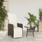 Preview: Gartensessel Verstellbar mit Kissen Braun Poly Rattan