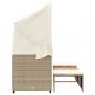 Preview: Outdoor-Sofa 3-Sitzer mit Dach und Hockern Beige Poly Rattan