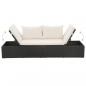 Preview: Outdoor-Lounge-Bett mit Polster & Kissen Poly Rattan Schwarz