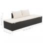 Preview: Outdoor-Lounge-Bett mit Polster & Kissen Poly Rattan Schwarz