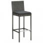 Preview: Garten-Barhocker mit Kissen 2 Stk. Grau Poly Rattan