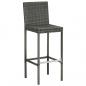 Preview: Garten-Barhocker mit Kissen 2 Stk. Grau Poly Rattan