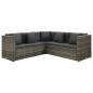 Preview: 4-tlg. Garten-Lounge-Set mit Kissen Poly Rattan Grau