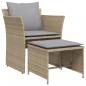 Preview: Gartenstuhl mit Fußhocker Beige Poly Rattan