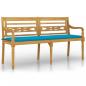 Preview: Batavia-Bank mit Blauem Kissen 150 cm Massivholz Teak