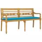 Preview: Batavia-Bank mit Blauem Kissen 150 cm Massivholz Teak