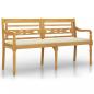 Preview: Batavia-Bank mit Creme Kissen 150 cm Massivholz Teak