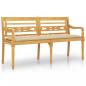 Preview: Batavia-Bank mit Beigem Kissen 150 cm Massivholz Teak