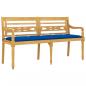 Preview: Batavia-Bank mit Blauem Kissen 150 cm Massivholz Teak