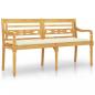 Preview: Batavia-Bank mit Creme Kissen 150 cm Massivholz Teak