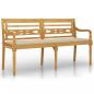 Preview: Batavia-Bank mit Beigem Kissen 150 cm Massivholz Teak