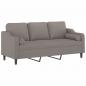 Preview: 3-Sitzer-Sofa mit Zierkissen Taupe 180 cm Stoff