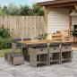 Preview: ARDEBO.de - 11-tlg. Garten-Essgruppe mit Kissen Grau Poly Rattan