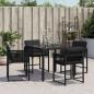 Preview: Gartenstühle mit Kissen 4 Stk. Schwarz Poly Rattan