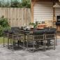 Preview: ARDEBO.de - 9-tlg. Garten-Essgruppe mit Kissen Grau Poly Rattan