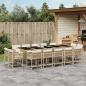 Preview: ARDEBO.de - 15-tlg. Garten-Essgruppe mit Kissen Beige Poly Rattan