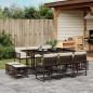 Preview: ARDEBO.de - 11-tlg. Garten-Essgruppe mit Kissen Braun Poly Rattan