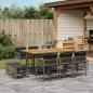 Preview: ARDEBO.de - 11-tlg. Garten-Essgruppe mit Kissen Grau Poly Rattan