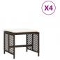 Preview: Gartenhocker mit Kissen 4 Stk. Braun 41x41x36 cm Poly Rattan