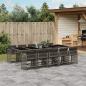 Preview: ARDEBO.de - 11-tlg. Garten-Essgruppe mit Kissen Grau Poly Rattan