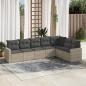 Preview: ARDEBO.de - 7-tlg. Garten-Sofagarnitur mit Kissen Hellgrau Poly Rattan