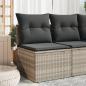 Preview: ARDEBO.de - Gartensofa ohne Armlehnen mit Kissen Hellgrau Poly Rattan