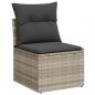 Preview: Gartensofa ohne Armlehnen mit Kissen Hellgrau Poly Rattan