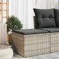 Preview: ARDEBO.de - Gartenhocker mit Kissen Hellgrau 55x55x37 cm Poly Rattan