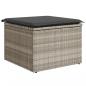 Preview: Gartenhocker mit Kissen Hellgrau 55x55x37 cm Poly Rattan