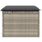 Preview: Gartenhocker mit Kissen Hellgrau 55x55x37 cm Poly Rattan