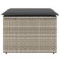 Preview: Gartenhocker mit Kissen Hellgrau 55x55x37 cm Poly Rattan