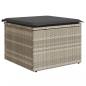 Preview: Gartenhocker mit Kissen Hellgrau 55x55x37 cm Poly Rattan