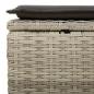 Preview: Gartenhocker mit Kissen Hellgrau 55x55x37 cm Poly Rattan