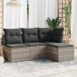 Preview: ARDEBO.de - 4-tlg. Garten-Sofagarnitur mit Kissen Hellgrau Poly Rattan