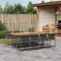 Preview: ARDEBO.de - 9-tlg. Garten-Essgruppe mit Kissen Grau Poly Rattan