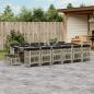 Preview: ARDEBO.de - 17-tlg. Garten-Essgruppe mit Kissen Hellgrau Poly Rattan