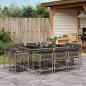 Preview: ARDEBO.de - 11-tlg. Garten-Essgruppe mit Kissen Grau Poly Rattan