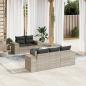 Preview: ARDEBO.de - 6-tlg. Garten-Sofagarnitur mit Kissen Hellgrau Poly Rattan