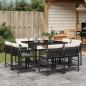 Preview: ARDEBO.de - 9-tlg. Garten-Essgruppe mit Kissen Schwarz Poly Rattan