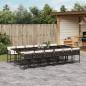 Preview: ARDEBO.de - 13-tlg. Garten-Essgruppe mit Kissen Braun Poly Rattan