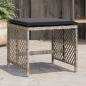 Preview: ARDEBO.de - Gartenhocker mit Kissen 4 Stk. Hellgrau 41x41x36 cm Poly Rattan