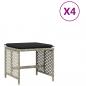 Preview: Gartenhocker mit Kissen 4 Stk. Hellgrau 41x41x36 cm Poly Rattan