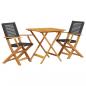 Preview: 3-tlg. Bistro-Set Schwarz Poly Rattan und Massivholz