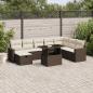 Preview: ARDEBO.de - 9-tlg. Garten-Sofagarnitur mit Kissen Braun Poly Rattan