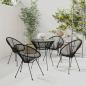 Preview: ARDEBO.de - 5-tlg. Garten-Essgruppe PVC Rattan Schwarz