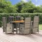 Preview: ARDEBO.de - 7-tlg. Garten-Essgruppe mit Kissen Grau Poly Rattan